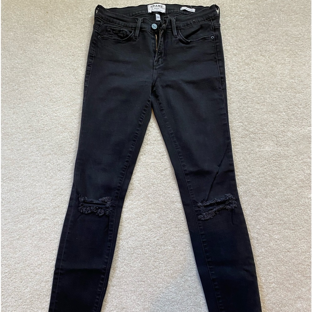 Frame denim Le skinny de Jeanne size 29 black washed lightly worn jean